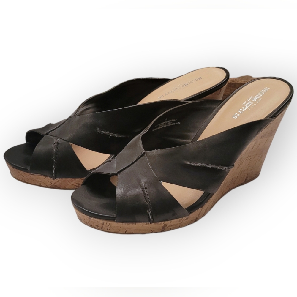 Mossimo Supply Co. Womens 10 Black Wedge Platform Sandals